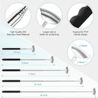 4Pcs Different Back Scratcher Extendable Back Massager Tool with Rubber Handles, Metal Portable Telescoping Back Scratcher, Stocking Stuffers for Men Women Christmas Gift (Black)