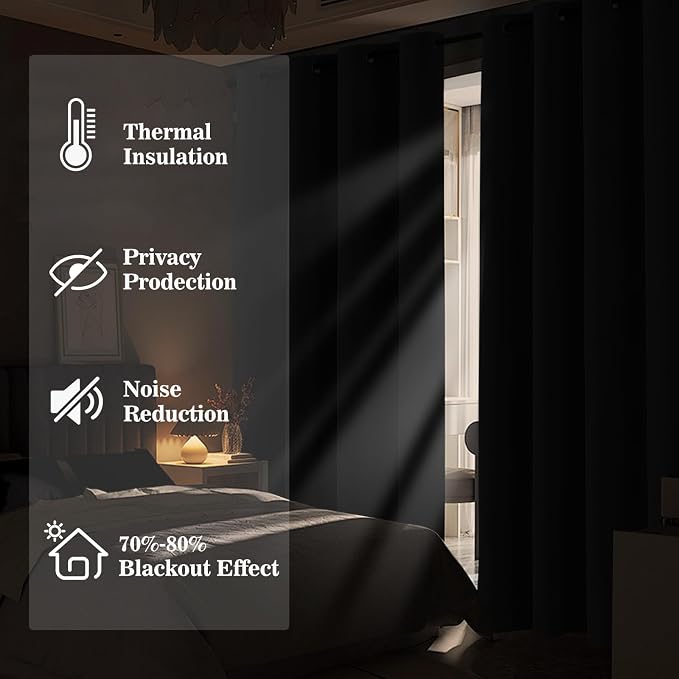 Yakamok Blackout Ombre Dark Blue and Black Curtains - Image 4