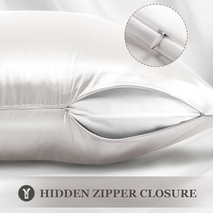 Adubor 100% Silk Pillowcase - Mulberry Silk Pillow Cases, 23 Momme 6A Grade Fibers, Silk Pillow Case for Hair and Skin Health, with Hidden Zipper (King 20''×36'', Lvory White, 1PC)