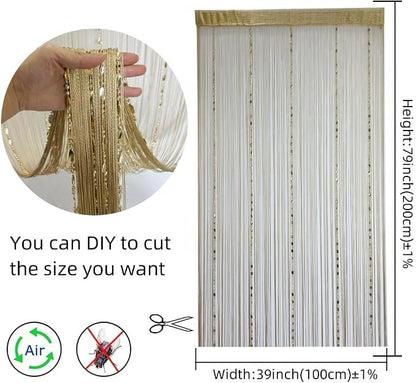 ave split 100cmX200cm Decorative Door String Curtain Beads Wall Panel Fringe - Image 2