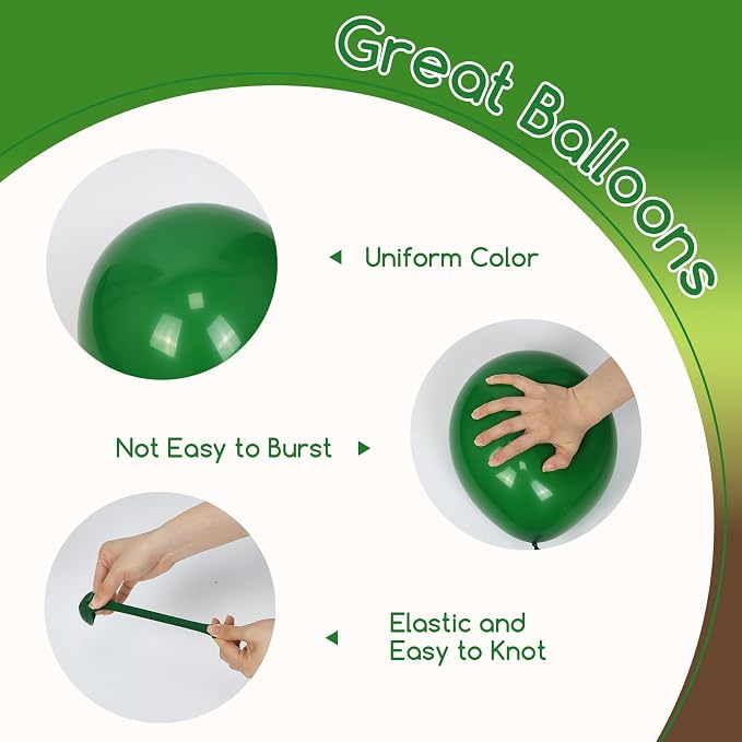 60pcs Green and Brown Balloons 12inch - Image 3