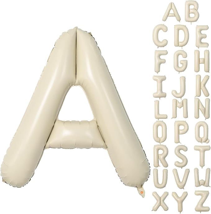 Cream A Letter Balloons, 40 Inch Letter A Balloon Beige, Helium Custom Letter by Dagelar