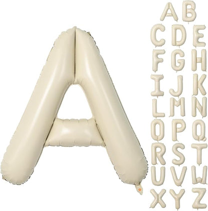 Cream A Letter Balloons, 40 Inch Letter A Balloon Beige, Helium Custom Letter by Dagelar