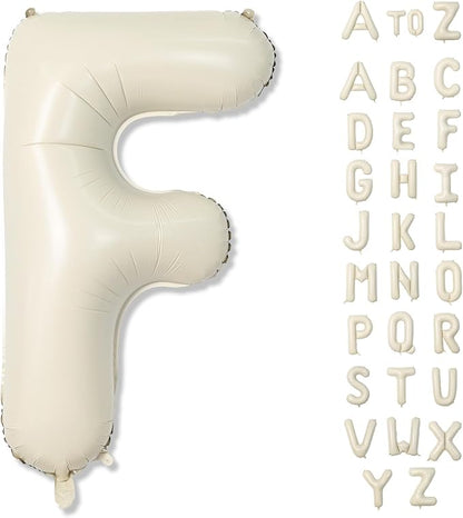 F Letter Balloons Cream, 40 Inch Alphabet Foil Word, Large Mylar Inflatable by Lingqiang