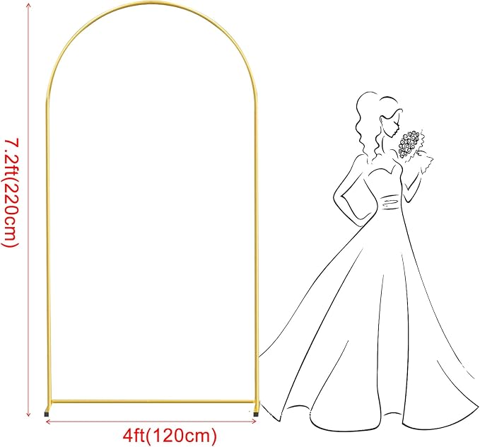 7.2FT Gold Metal Arch Backdrop Stand, Square Balloon Arch Stand Wedding Frame - Image 2