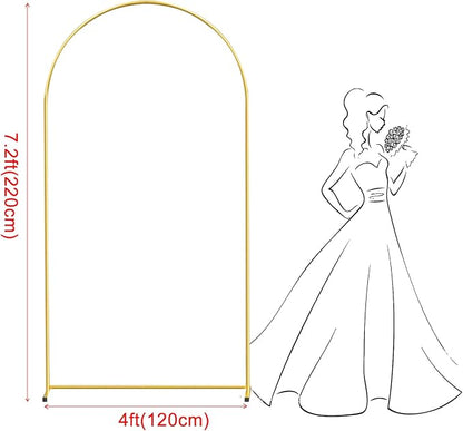 7.2FT Gold Metal Arch Backdrop Stand, Square Balloon Arch Stand Wedding Frame - Image 2
