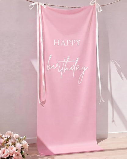 Tingjoo 27 × 78 Inch Happy Birthday Fabric Banner Long Birthday Party by Tingjoo