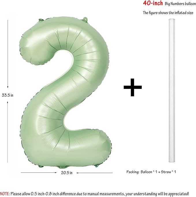 40" Olive green Number Balloon Helium Foil Mylar Balloon Birthday Digital 2 | - Image 2