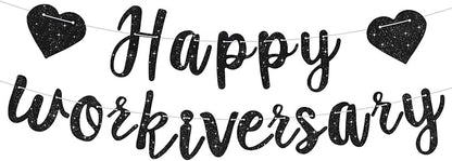 Black Glitter Happy Workiversary Banner by RICHHHA