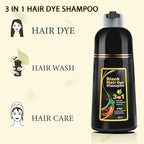 Black Hair Dye Shampoo 3 in 1 for Gray Hair Coverage, Color Shampoo for Women and Men, Instant Herbal Ingredients Hair dye (16.9 Fl oz)