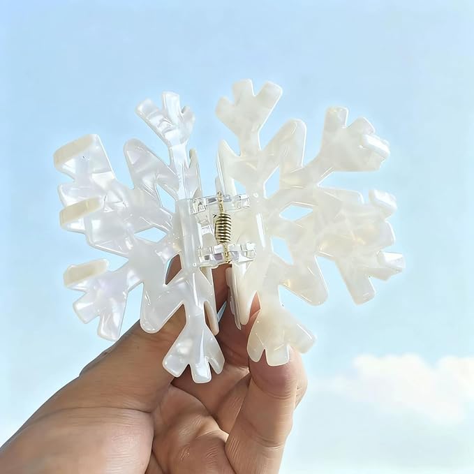 Snowflake Hair Clips for Women, Christmas Hair Claw Clips White Snowflake Strong Hold Large Hair Jaw Clips Cute Non-slip Winter Hair Barrettes Strong Hold Christmas Party Hair Accessories Decorations