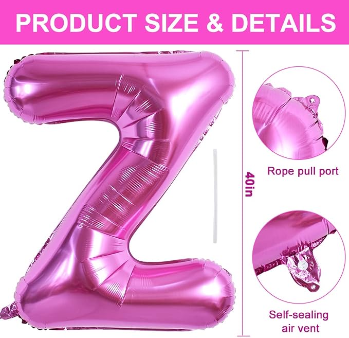 TONIFUL 40 Inch Large Rose Red Letter Z Balloons - Image 2