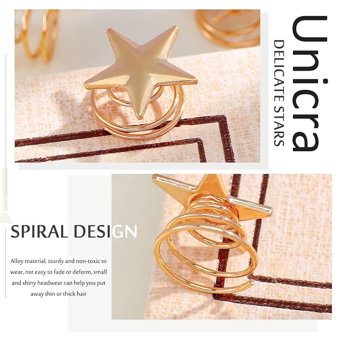 Unicra Gold Hair Pins Star Hair Clips Bridal Hair Piece Wedding Hair Accessories for Women and Girls Pack of 5 (Gold)