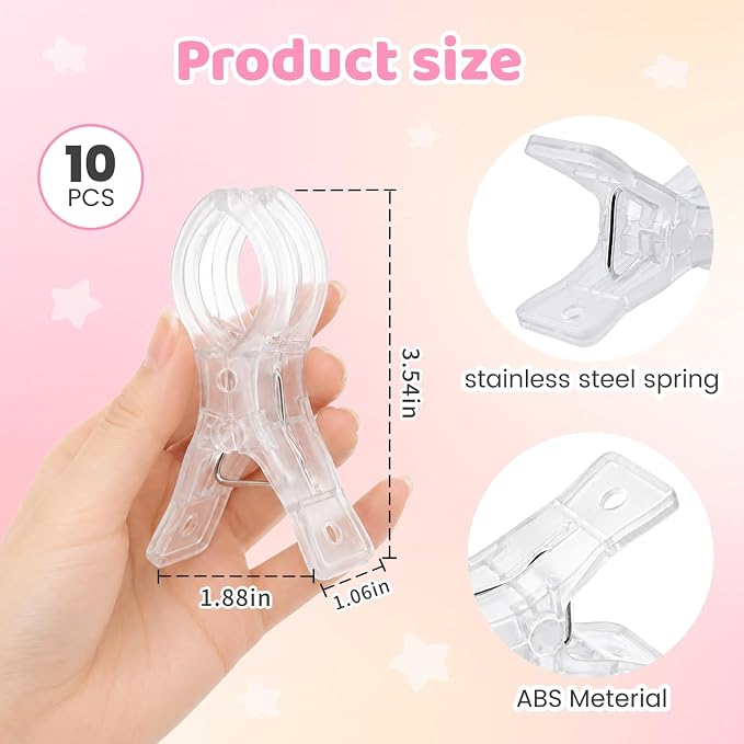 10 Pack Balloon Arch Clips, 3.5 Inch Plastic Transparent Clips - Image 2