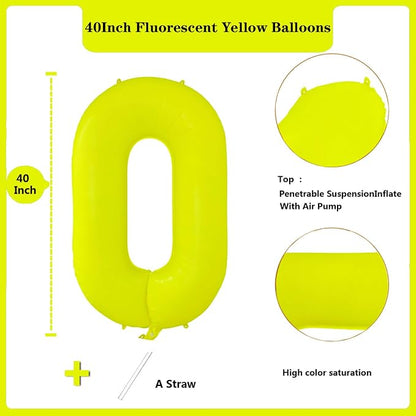 Fluorescent Yellow Number Balloon 40 inch Giant Foil Helium Balloons Yellow - Image 2
