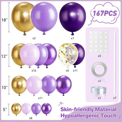Purple and Gold balloon Arch Kit, Wedding Graduation Birthday Party Decorations - Image 2