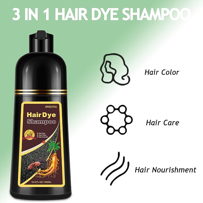 Hair Dye Shampoo 3 in 1, Chestnut Brown Hair Dye 16.9 FL Oz, Hair Shampoo, Semi-Permanent Hair Color Shampoo, Lasts 30 Days (Chestnut Brown)