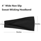 TERSE Headbands for Women, 4 inches Wide, Non Slip Women's Hair Bands, Stretchy Sweat Bands, Hair Accessories for Yoga Workout Every Day Basic Fashion, Black, White, Grey