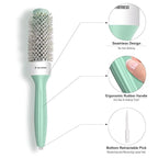 Eagle Fortress Round Brush for Blow Out, Thermal Ceramic Hair Brush for Blow Drying with Ionic Bristle for Professional Blowout Brushing - Green, 32mm