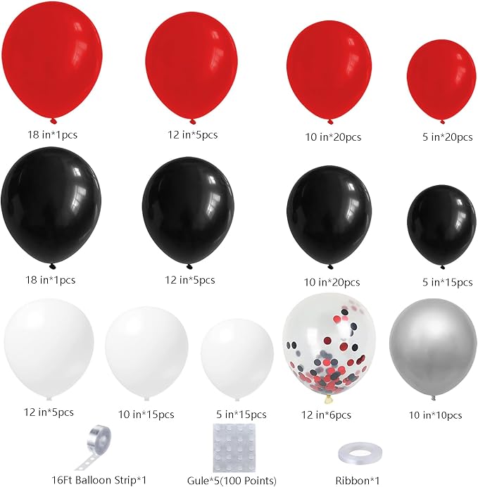 DBKL Red Black and White Balloon Garland Arch Kit - Image 3