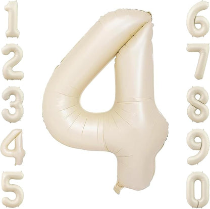 Cream Number 4 Balloon 40 Inch, Foil Numeral by Unknown