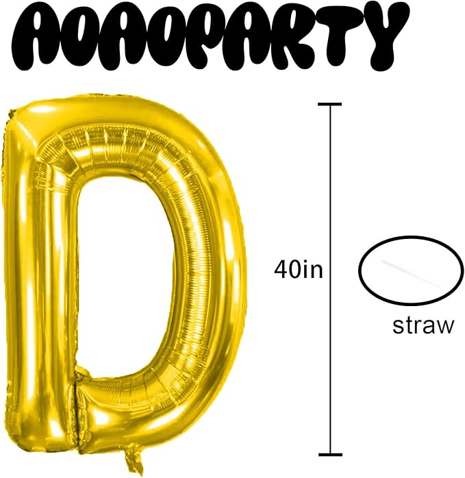 Letter Balloons Gold 40 Inch D Large Giant Big Foil Mylar Balloon | - Image 3