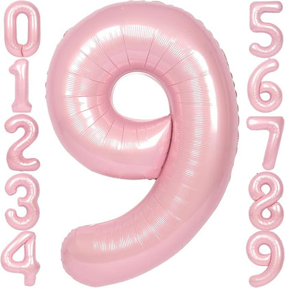 SUWEN 40 Inch Pink Large 9 Number Balloons Big Foil Helium Number Balloons 0-9 by SUWEN