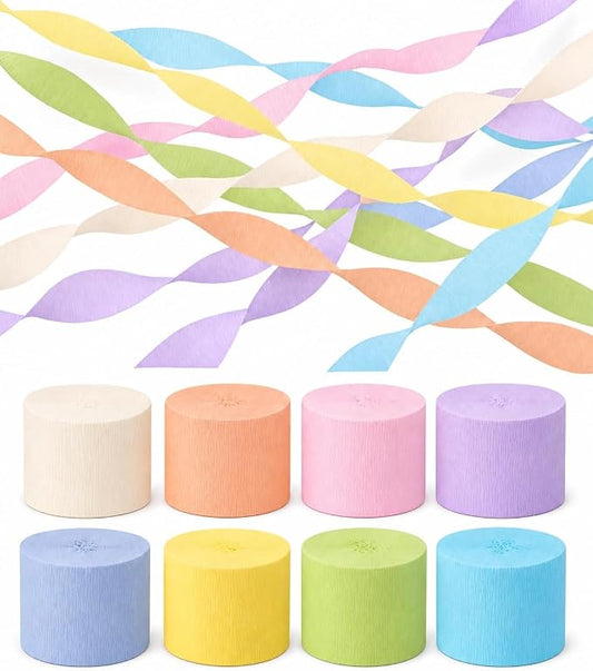 8 Pastel Streamers, 656ft Pack of Crepe Paper Party Decorations | Each roll is by CaptainD%C3%A9cor