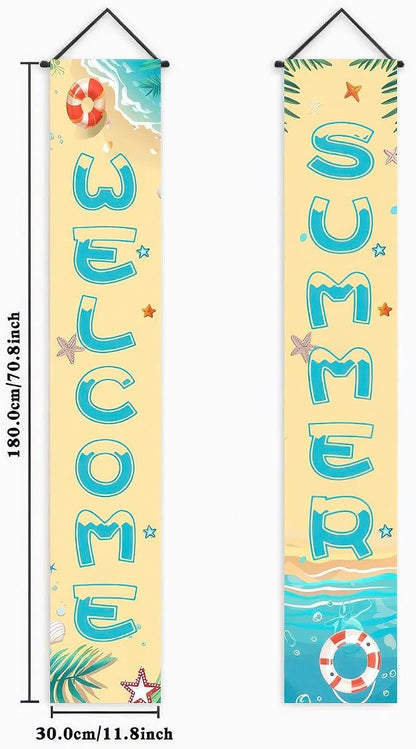 BlissYard 2pcs Welcome Summer Door Banner Beach Themed Decorations Sea Star - Image 5