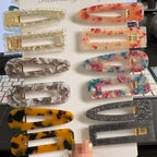 12 Pieces Acrylic Resin Marble Hair Clips Set, Decorative Pearls Hair Barrettes Sweet Decorative Bobby Pins Hairpin Headwear Hair Accessories Headwear for Women and Girls…