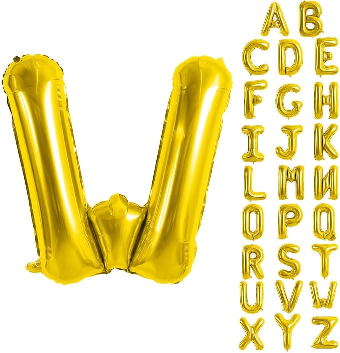 Gold Letter Balloons 40 Inch Large Letter W Balloon Aluminum | Foil Mylar Big by YUNSHANGMO