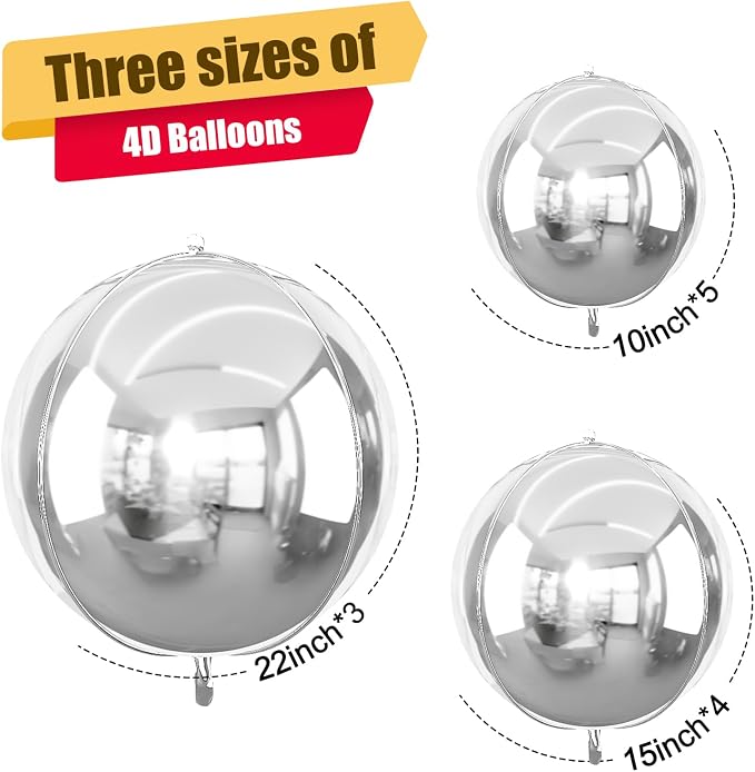 12Pcs Silver Round Foil Balloons, Metallic Silver Foil Balloon - Image 2