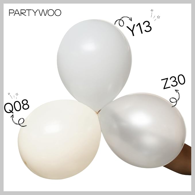 PartyWoo Pearl White Balloons 100pcs Metallic White Color 12 Inch | Balloons - Image 4