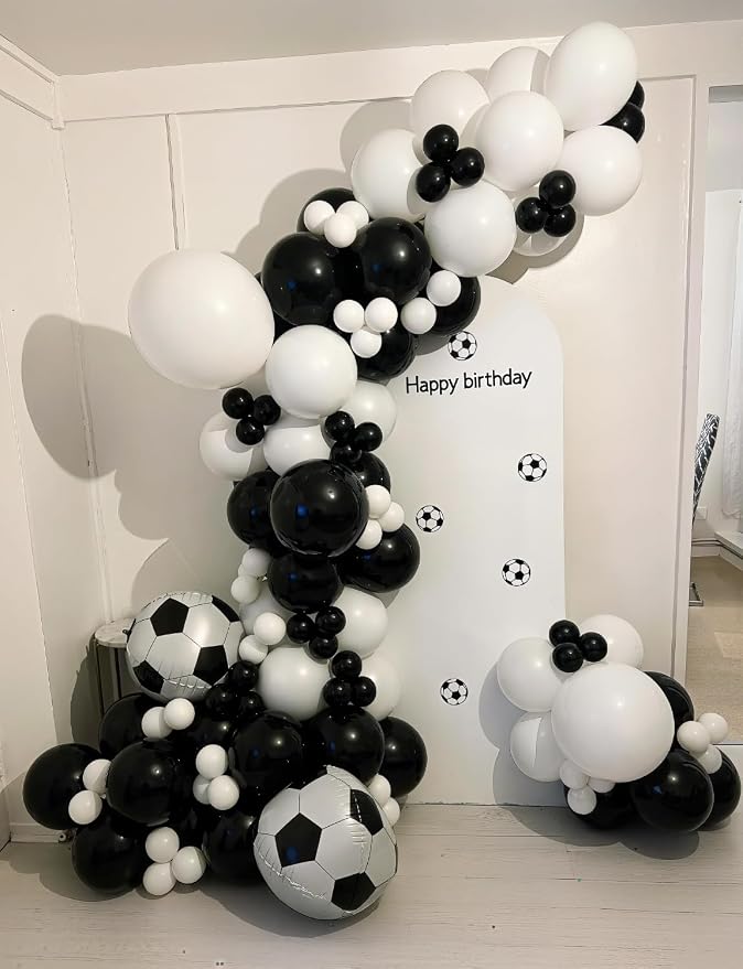 Soccer Balloon Garland Arch Kit, Soccer Birthday Party Decoration | Black and - Image 4