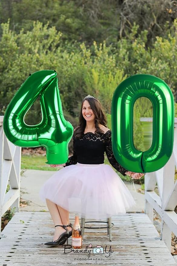 50 Balloons Number for 50th Birthday Decorations Women Men, Dark Green | 40In - Image 3