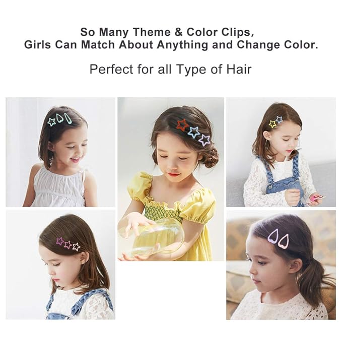 KUBOM Candy Color Hair Clips and Non-Slip Metal Snap Hair Accessories for Kids, Girls, Toddlers, and Women -100 PCS