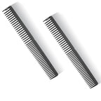PERFEHAIR 2-Pack Professional Round Tooth Hair Cutting Comb - 9 Inch, Black Carbon Fiber Anti-Static & Heat Resistant, Durable Barber Combs with Fine & Wide Tooth for Precise Haircut for Men & Women