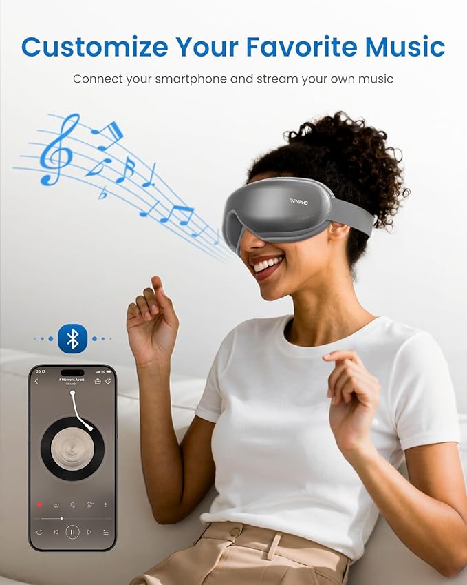 RENPHO Eyeris 1 Eye Massager with Heat, Christmas Birthday Gifts for Women Men Mom Dad Her Him, FSA Eligible HSA Eye Mask for Migraine, Smart Sleep Mask for Dry Eyes Relax, Reduce Strain