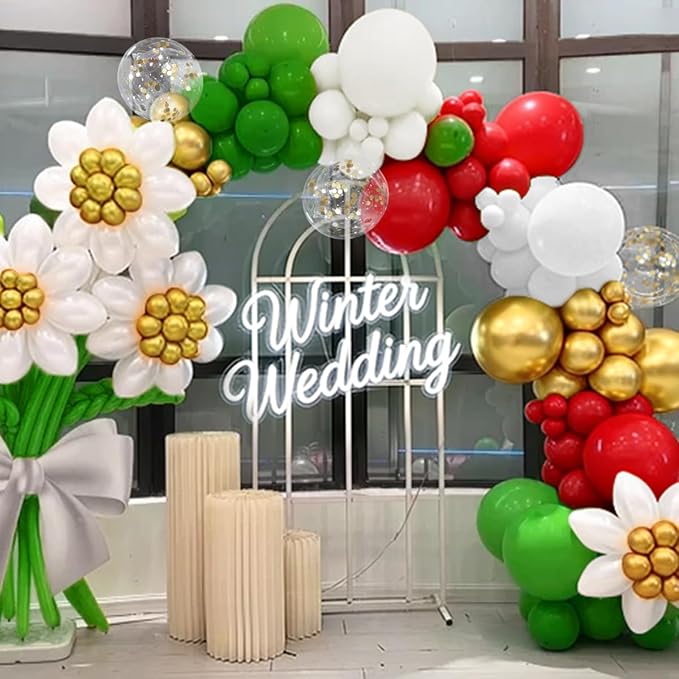 Red White Green and Gold Balloon Arch Kit - Image 5