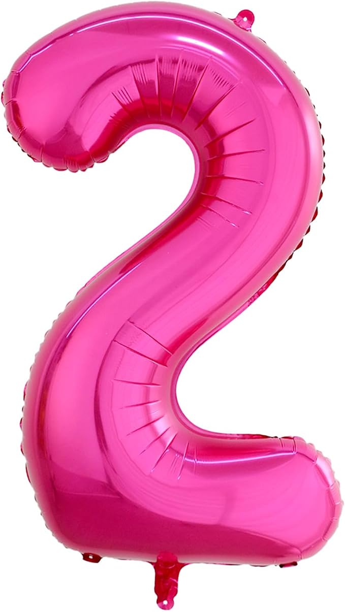 40 Inch Hot Pink Number 2 Balloon, Giant Number Balloons, Birthday Decor | by Unknown