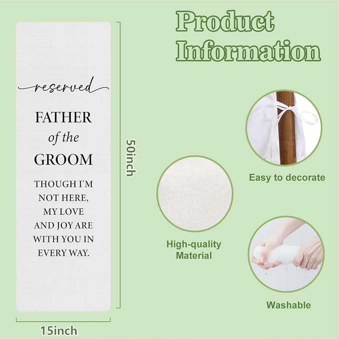 Reserved Father of the Groom Memorial Wedding Chair Sign Banner - Image 3