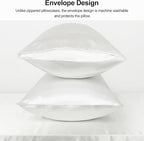 Lirex Satin Pillowcase for Hair and Skin, Super Soft and Cooling Similar to Silk, 2 Pack Standard Size 20"X 26" Pillow Cases with Envelope Closure, Gifts for Women Men, White