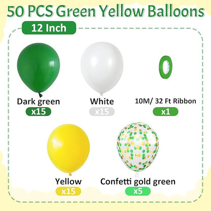 Paready Green and Yellow Balloons, 12 Inch Latex Balloons Helium - Image 2