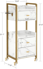 BarberPub Salon Cart with Lockable Wheels, Acetone Resistant Storage Barber Trolley with 1 Hair Dryer Holder & Drawers, Rolling Tattoo Cart, Makeup Organizer Beauty Equipment 2478 (White)