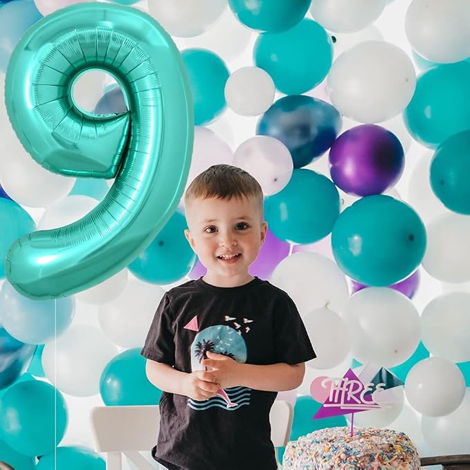 TONIFUL 40 Inch Large Teal Blue Number Balloons, Giant Jumbo Helium Foil Mylar - Image 5