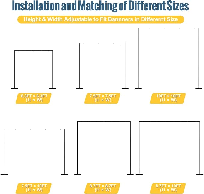 10x10FT Backdrop Stand Heavy Duty Pipe and Drape Kit Black | Adjustable Metal - Image 2
