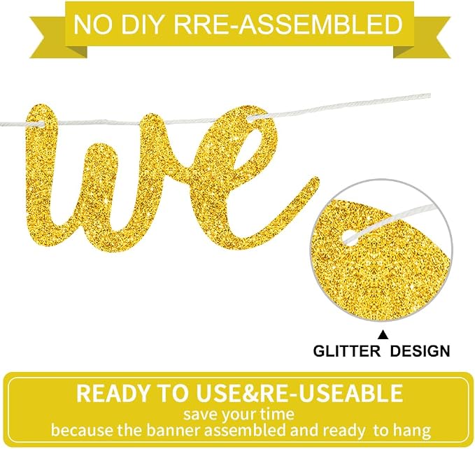 BEISHIDA Glitter Gold Good Luck We Will Miss You Banner Party Decor No DIY | - Image 2