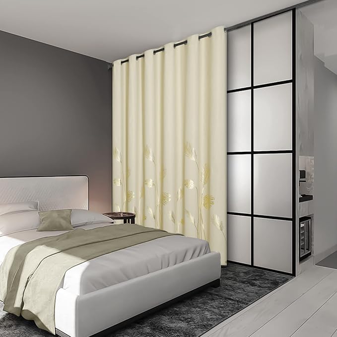 Beige Room Darkening Curtain for Sliding Door 80W x 84L Inch Long Extra Wide - Image 2