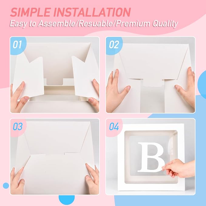 Baby Boxes with 30 PCS Letters, 4 Transparent Balloon boxes - Image 4