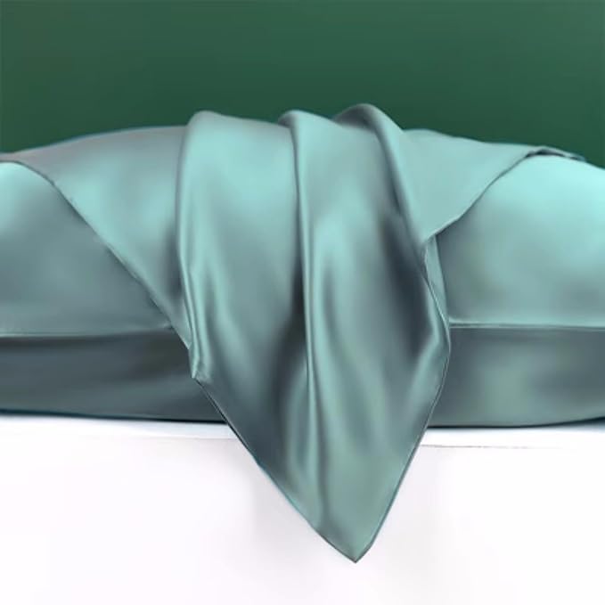 100% Mulberry Silk Pillow Case for Hair and Skin Made in USA, 22 Momme King Size Silk Pillowcase for Women, 6A Grade Organic Silk, Anti Aging, Anti Acne, 1 Pack 20"x36" (King, Mineral Blue)